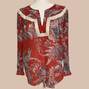 Ann Taylor Loft Floral Embroidered Blouse Size Small